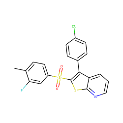 Cc1ccc(S(=O)(=O)c2sc3ncccc3c2-c2ccc(Cl)cc2)cc1F ZINC000138759196