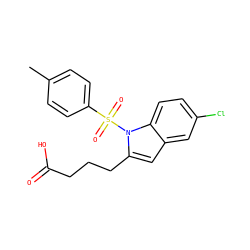 Cc1ccc(S(=O)(=O)n2c(CCCC(=O)O)cc3cc(Cl)ccc32)cc1 ZINC001772637915