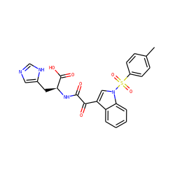 Cc1ccc(S(=O)(=O)n2cc(C(=O)C(=O)N[C@@H](Cc3cnc[nH]3)C(=O)O)c3ccccc32)cc1 ZINC000473119882