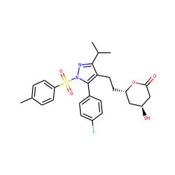 Cc1ccc(S(=O)(=O)n2nc(C(C)C)c(CC[C@H]3C[C@H](O)CC(=O)O3)c2-c2ccc(F)cc2)cc1 ZINC000027211434