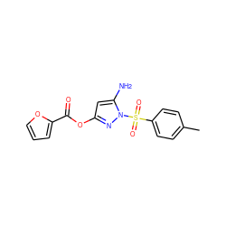 Cc1ccc(S(=O)(=O)n2nc(OC(=O)c3ccco3)cc2N)cc1 ZINC000000812571