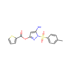 Cc1ccc(S(=O)(=O)n2nc(OC(=O)c3cccs3)cc2N)cc1 ZINC000000812573
