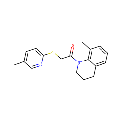 Cc1ccc(SCC(=O)N2CCCc3cccc(C)c32)nc1 ZINC000113623217