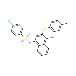 Cc1ccc(Sc2cc(NS(=O)(=O)c3ccc(Cl)cc3)c3ccccc3c2O)cc1 ZINC000008974173