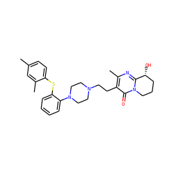 Cc1ccc(Sc2ccccc2N2CCN(CCc3c(C)nc4n(c3=O)CCC[C@H]4O)CC2)c(C)c1 ZINC001772589325