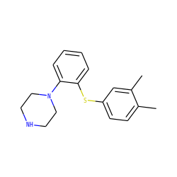 Cc1ccc(Sc2ccccc2N2CCNCC2)cc1C ZINC000095564160