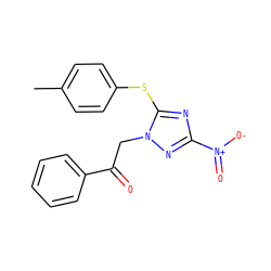 Cc1ccc(Sc2nc([N+](=O)[O-])nn2CC(=O)c2ccccc2)cc1 ZINC000001134801