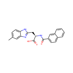 Cc1ccc2[nH]c(C[C@@H](NC(=O)c3ccc4ccccc4c3)C(=O)O)nc2c1 ZINC000299834427