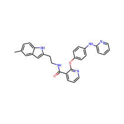 Cc1ccc2[nH]c(CCNC(=O)c3cccnc3Oc3ccc(Nc4ccccn4)cc3)cc2c1 ZINC000147144392