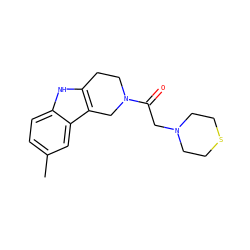 Cc1ccc2[nH]c3c(c2c1)CN(C(=O)CN1CCSCC1)CC3 ZINC000000509750