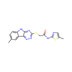 Cc1ccc2[nH]c3nc(SCC(=O)Nc4ncc(C)s4)nnc3c2c1 ZINC000005519401