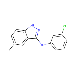 Cc1ccc2[nH]nc(Nc3cccc(Cl)c3)c2c1 ZINC000138083645