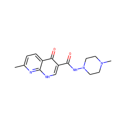 Cc1ccc2c(=O)c(C(=O)NN3CCN(C)CC3)c[nH]c2n1 ZINC000028526608