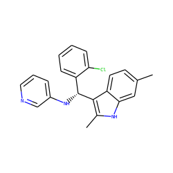 Cc1ccc2c([C@H](Nc3cccnc3)c3ccccc3Cl)c(C)[nH]c2c1 ZINC000103244936