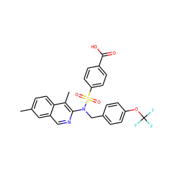 Cc1ccc2c(C)c(N(Cc3ccc(OC(F)(F)F)cc3)S(=O)(=O)c3ccc(C(=O)O)cc3)ncc2c1 ZINC000261104693