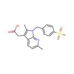 Cc1ccc2c(CC(=O)O)c(C)n(Cc3ccc(S(C)(=O)=O)cc3)c2n1 ZINC001772638421
