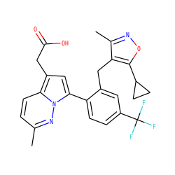Cc1ccc2c(CC(=O)O)cc(-c3ccc(C(F)(F)F)cc3Cc3c(C)noc3C3CC3)n2n1 ZINC000208719443