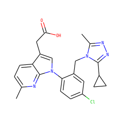 Cc1ccc2c(CC(=O)O)cn(-c3ccc(Cl)cc3Cn3c(C)nnc3C3CC3)c2n1 ZINC000208710368