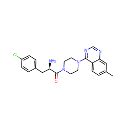 Cc1ccc2c(N3CCN(C(=O)[C@H](N)Cc4ccc(Cl)cc4)CC3)ncnc2c1 ZINC000064539670