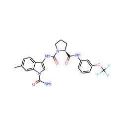 Cc1ccc2c(NC(=O)N3CCC[C@H]3C(=O)Nc3cccc(OC(F)(F)F)c3)cn(C(N)=O)c2c1 ZINC000205054259