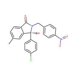 Cc1ccc2c(c1)[C@](O)(c1ccc(Cl)cc1)N(Cc1ccc([N+](=O)[O-])cc1)C2=O ZINC000143298542
