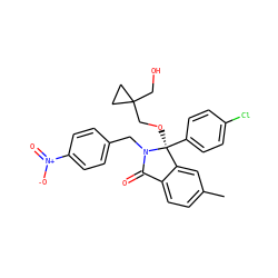 Cc1ccc2c(c1)[C@](OCC1(CO)CC1)(c1ccc(Cl)cc1)N(Cc1ccc([N+](=O)[O-])cc1)C2=O ZINC000072125993