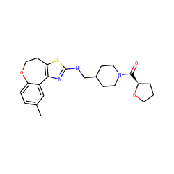 Cc1ccc2c(c1)-c1nc(NCC3CCN(C(=O)[C@H]4CCCO4)CC3)sc1CCO2 ZINC000026493624