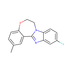 Cc1ccc2c(c1)-c1nc3cc(F)ccc3n1CCO2 ZINC000299869549