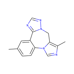 Cc1ccc2c(c1)-c1ncnn1Cc1c(C)ncn1-2 ZINC000049013875