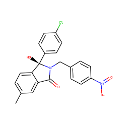 Cc1ccc2c(c1)C(=O)N(Cc1ccc([N+](=O)[O-])cc1)[C@@]2(O)c1ccc(Cl)cc1 ZINC000142715309