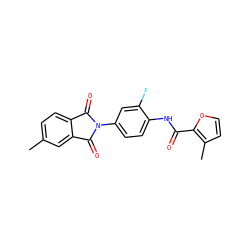 Cc1ccc2c(c1)C(=O)N(c1ccc(NC(=O)c3occc3C)c(F)c1)C2=O ZINC000653696869