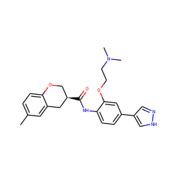 Cc1ccc2c(c1)C[C@H](C(=O)Nc1ccc(-c3cn[nH]c3)cc1OCCN(C)C)CO2 ZINC000040936395