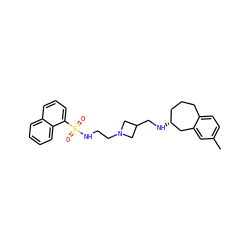 Cc1ccc2c(c1)C[C@H](NCC1CN(CCNS(=O)(=O)c3cccc4ccccc34)C1)CCC2 ZINC000013439530
