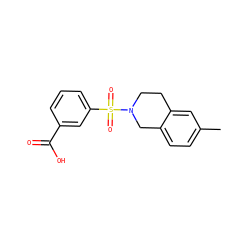 Cc1ccc2c(c1)CCN(S(=O)(=O)c1cccc(C(=O)O)c1)C2 ZINC000095552999