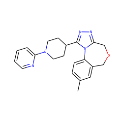 Cc1ccc2c(c1)COCc1nnc(C3CCN(c4ccccn4)CC3)n1-2 ZINC000072123248
