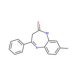 Cc1ccc2c(c1)NC(=O)CC(c1ccccc1)=N2 ZINC000100645589