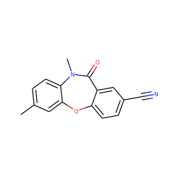 Cc1ccc2c(c1)Oc1ccc(C#N)cc1C(=O)N2C ZINC000006522948