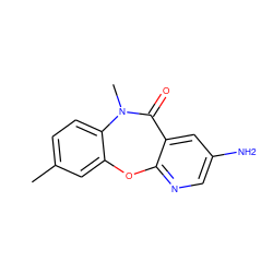 Cc1ccc2c(c1)Oc1ncc(N)cc1C(=O)N2C ZINC000000004864