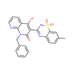 Cc1ccc2c(c1)S(=O)(=O)NC(c1c(O)c3cccnc3n(Cc3ccccc3)c1=O)=N2 ZINC000101053668