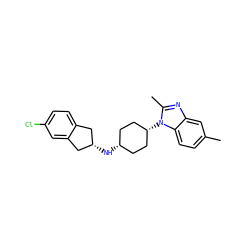 Cc1ccc2c(c1)nc(C)n2[C@H]1CC[C@@H](N[C@H]2Cc3ccc(Cl)cc3C2)CC1 ZINC000103143611