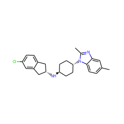 Cc1ccc2c(c1)nc(C)n2[C@H]1CC[C@H](N[C@H]2Cc3ccc(Cl)cc3C2)CC1 ZINC000103143615