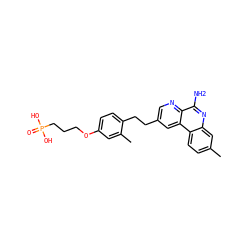 Cc1ccc2c(c1)nc(N)c1ncc(CCc3ccc(OCCCP(=O)(O)O)cc3C)cc12 ZINC000068250619