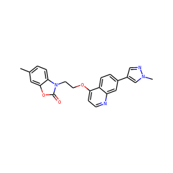 Cc1ccc2c(c1)oc(=O)n2CCOc1ccnc2cc(-c3cnn(C)c3)ccc12 ZINC000653729319