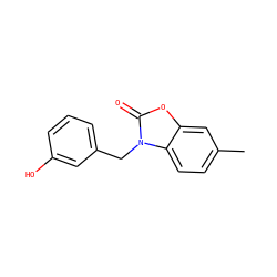 Cc1ccc2c(c1)oc(=O)n2Cc1cccc(O)c1 ZINC000064539746