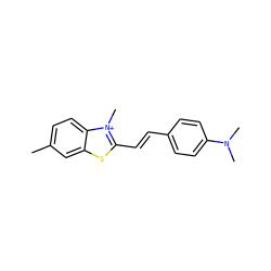 Cc1ccc2c(c1)sc(/C=C/c1ccc(N(C)C)cc1)[n+]2C ZINC000073197493