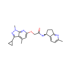 Cc1ccc2c(n1)CC[C@@H]2NC(=O)COc1cc(C)c2c(C3CC3)nn(C)c2n1 ZINC000117511500