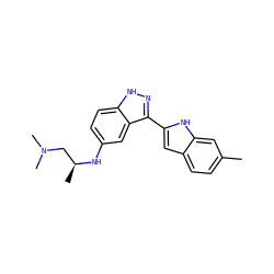 Cc1ccc2cc(-c3n[nH]c4ccc(N[C@@H](C)CN(C)C)cc34)[nH]c2c1 ZINC000066074116