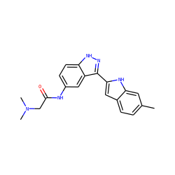 Cc1ccc2cc(-c3n[nH]c4ccc(NC(=O)CN(C)C)cc34)[nH]c2c1 ZINC000066102278
