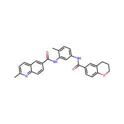 Cc1ccc2cc(C(=O)Nc3cc(NC(=O)c4ccc5c(c4)CCCO5)ccc3C)ccc2n1 ZINC001772607962