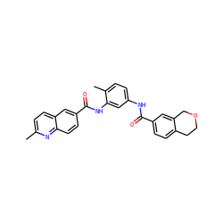 Cc1ccc2cc(C(=O)Nc3cc(NC(=O)c4ccc5c(c4)COCC5)ccc3C)ccc2n1 ZINC001772583850